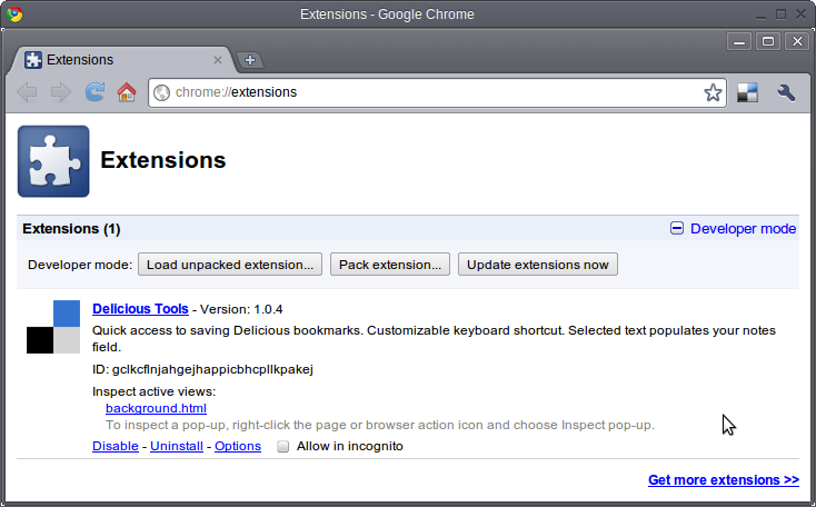 Chrome extension details