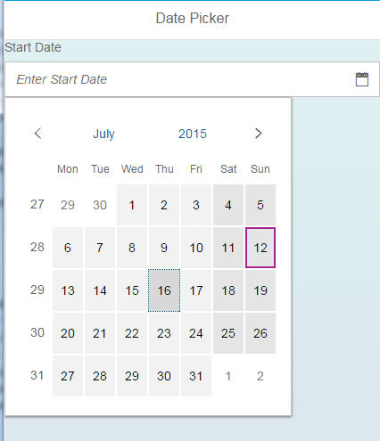 Date Picker control