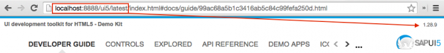 Screenshot showing relation of local URL and UI5 version