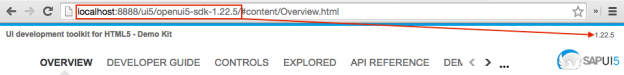 Screenshot of another relation between local URL and UI5 version