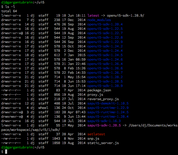 Screenshot of my ui5 directory