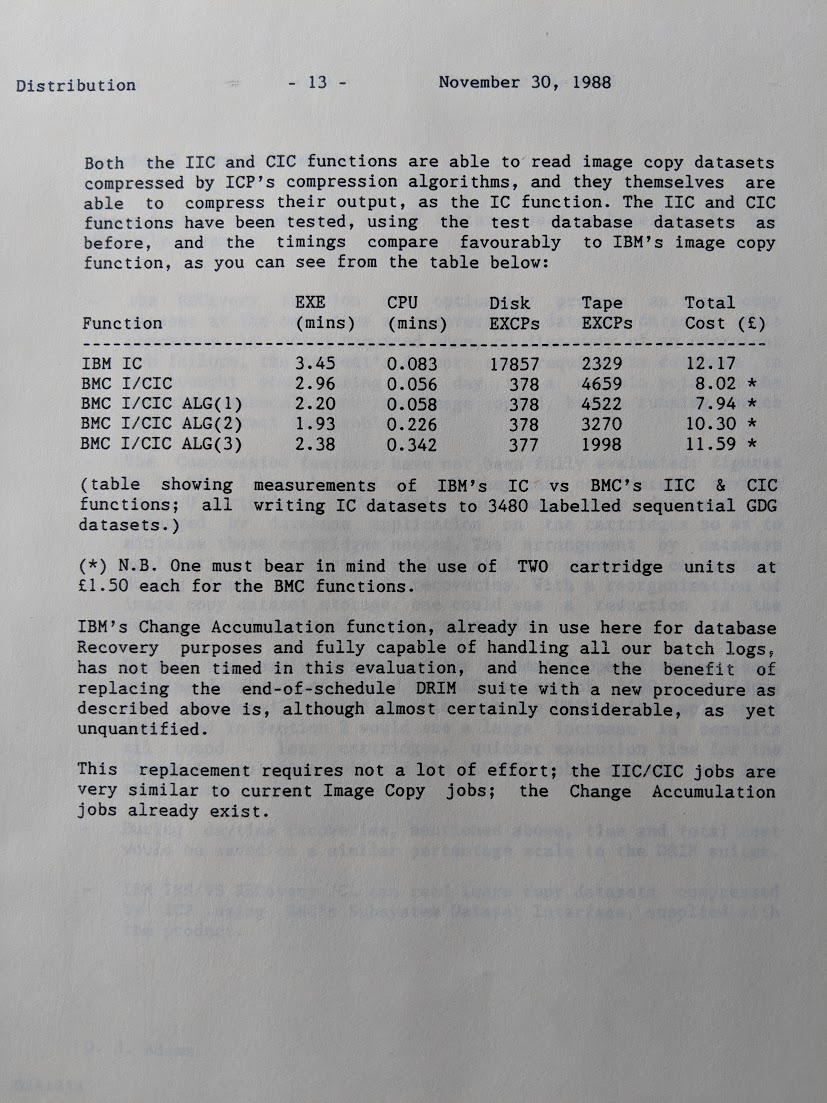 mainframe job billing comparison