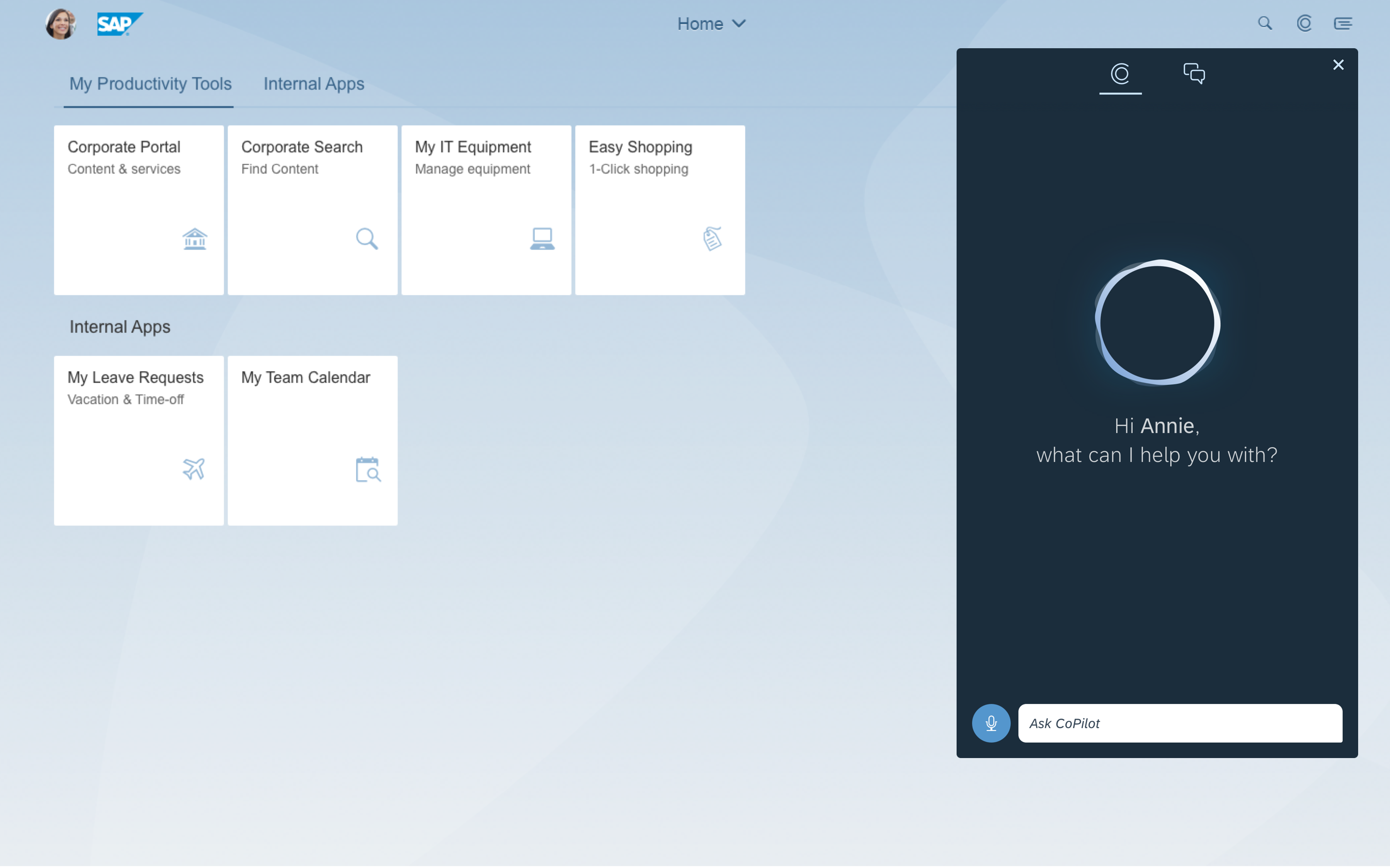 An image of SAP CoPilot, courtesy of experience.sap.com