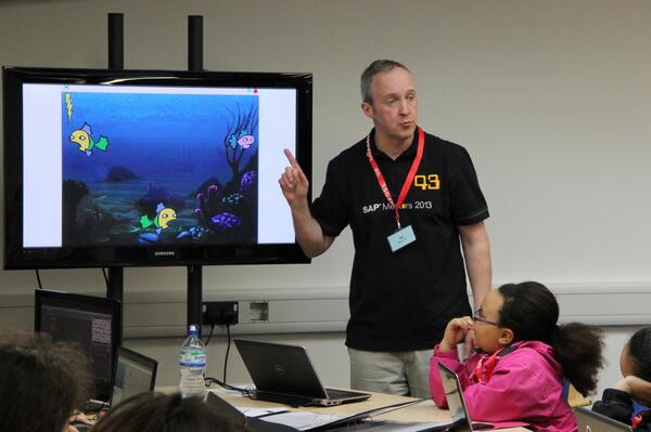 Me teaching Scratch at Manchester CoderDojo