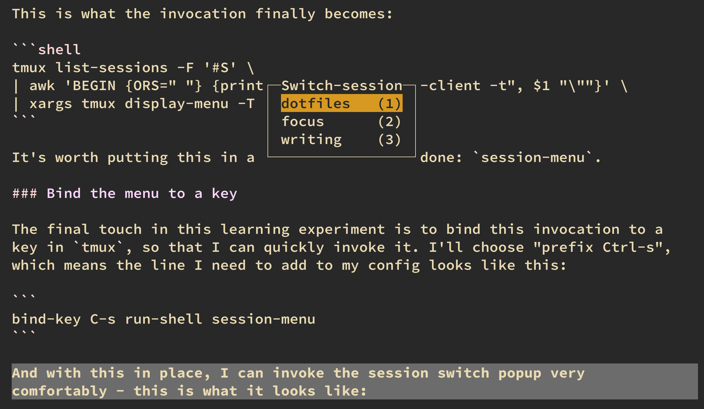 session switch menu