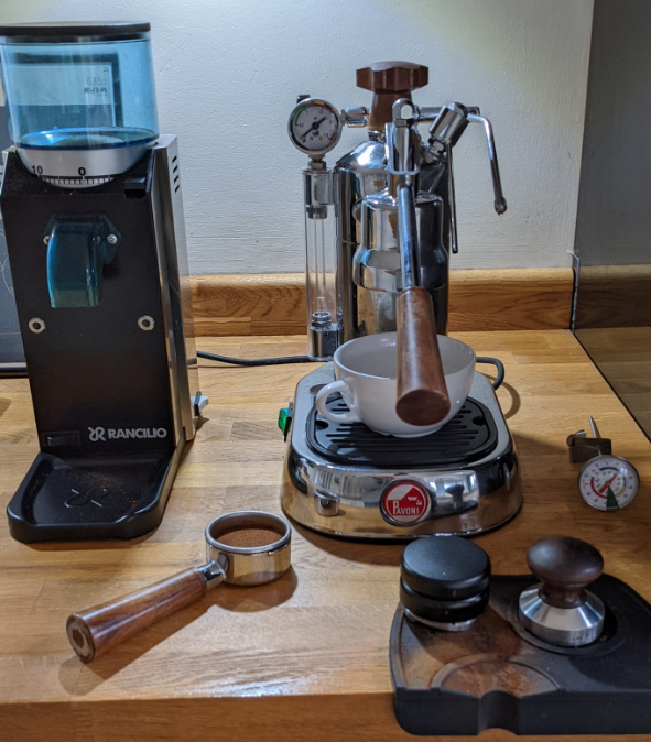 My Rancilio Rocky grinder and La Pavoni lever espresso machine