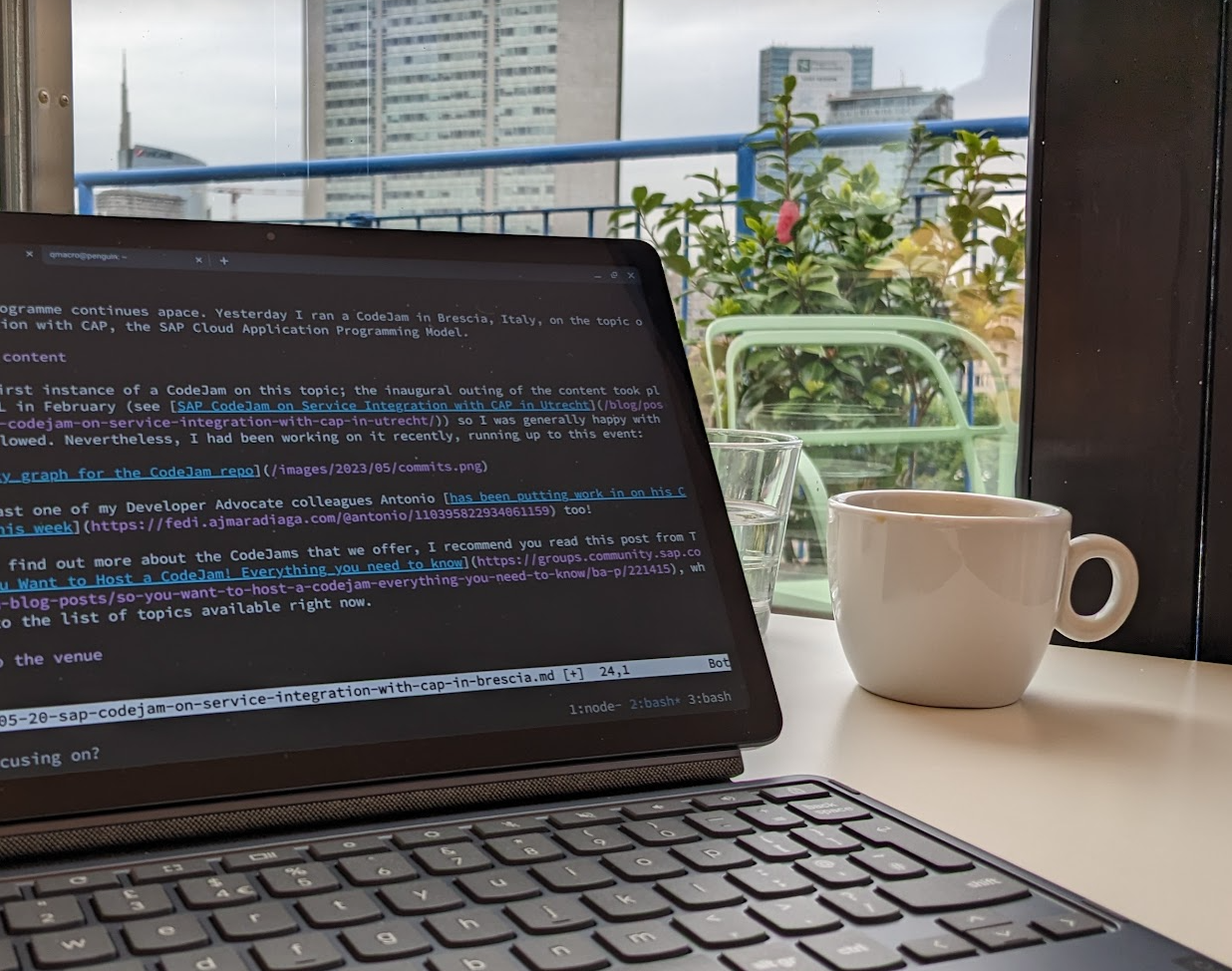 My Chrome OS tablet at the breakfast table