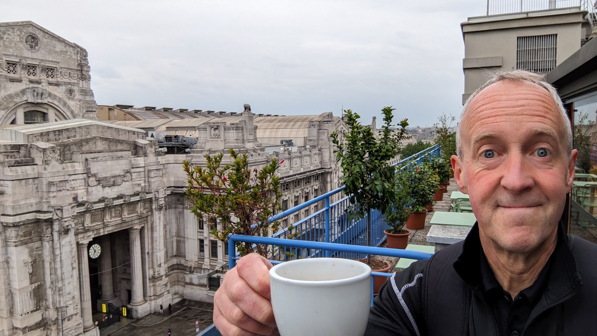 Coffee overlooking the station