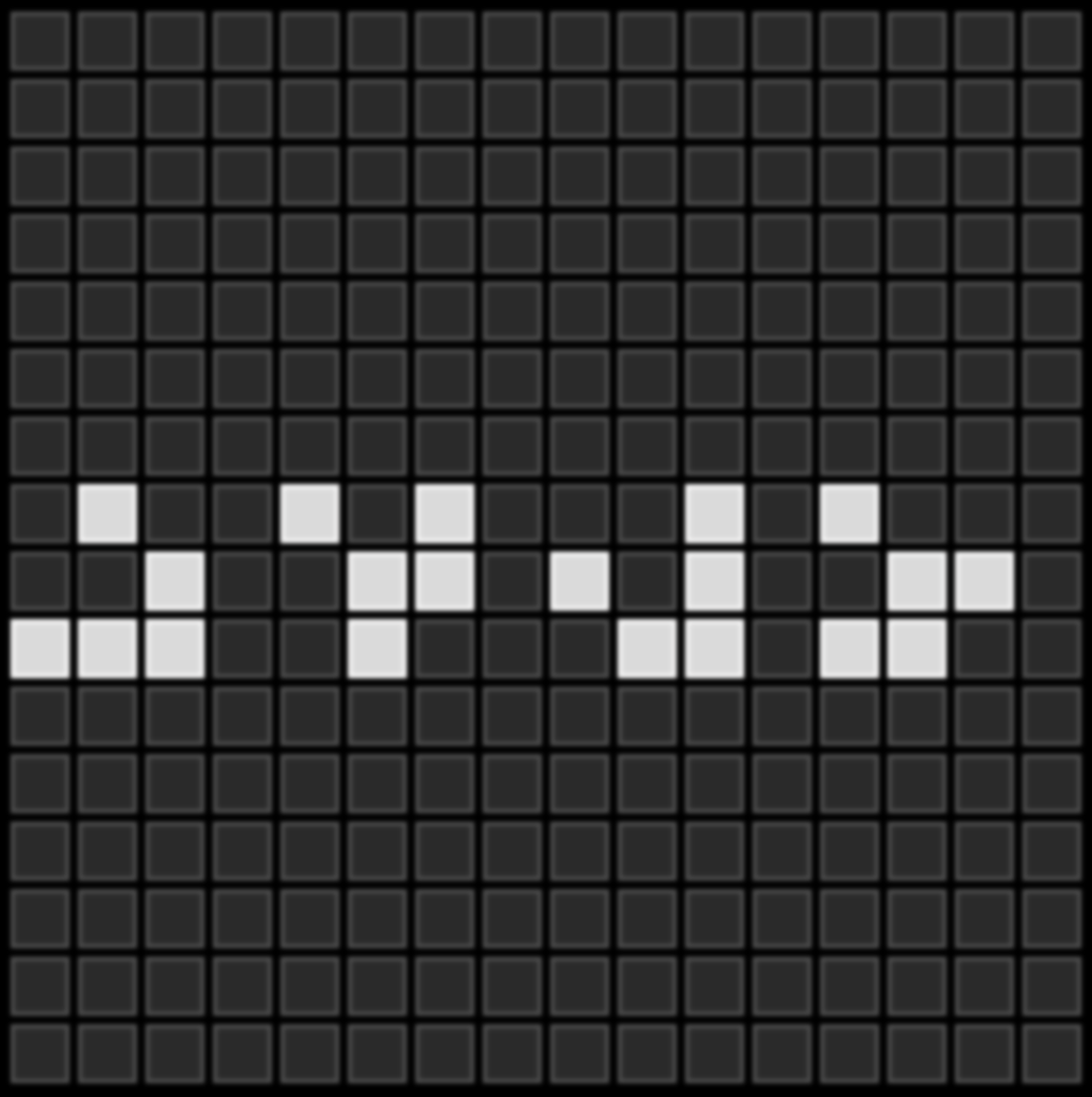 A ToneMatrix 16x16 grid with a sequence encoded