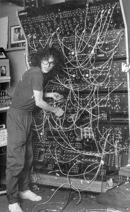 Steve Porcaro of Toto with a modular synthesizer in 1982