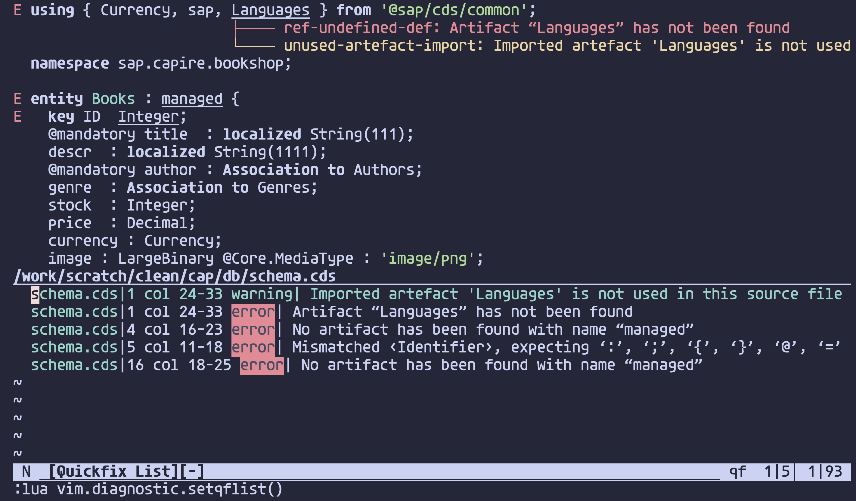 diagnostics in quickfix list