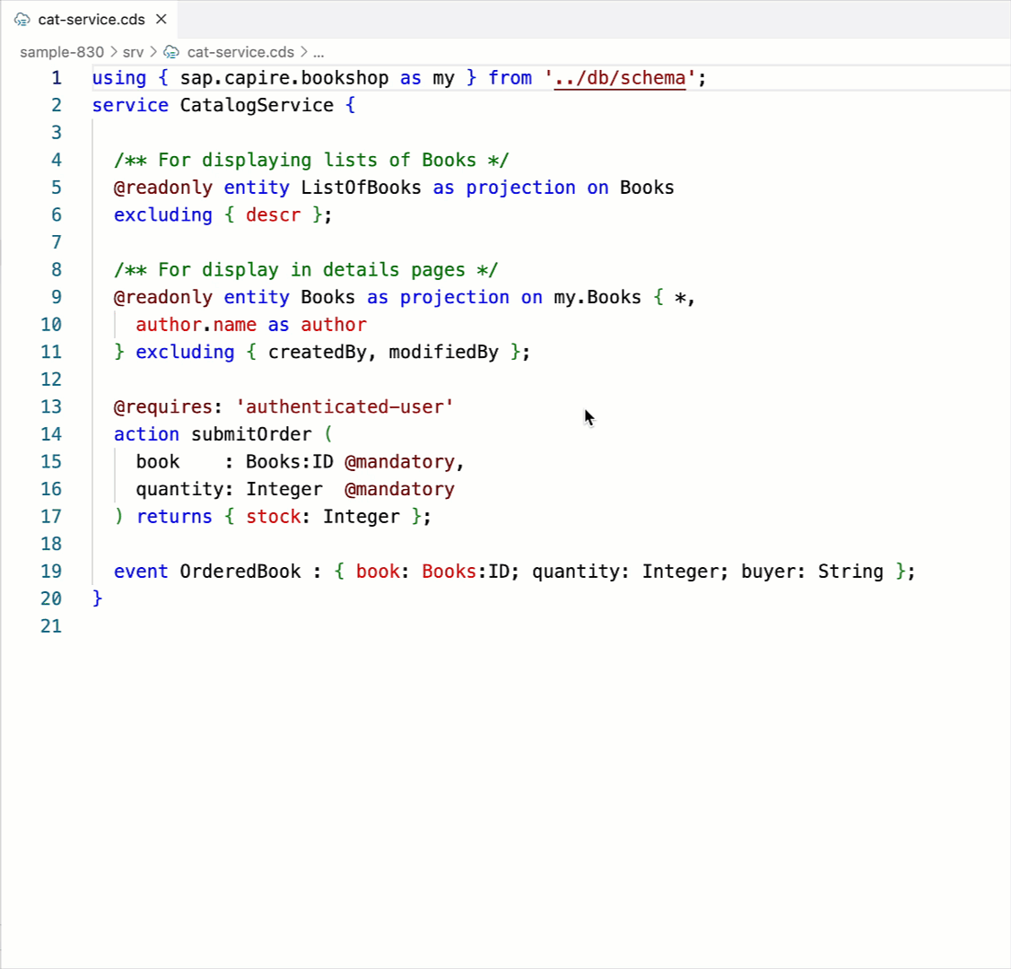 animated demonstration of formatting CDS sources in VS Code